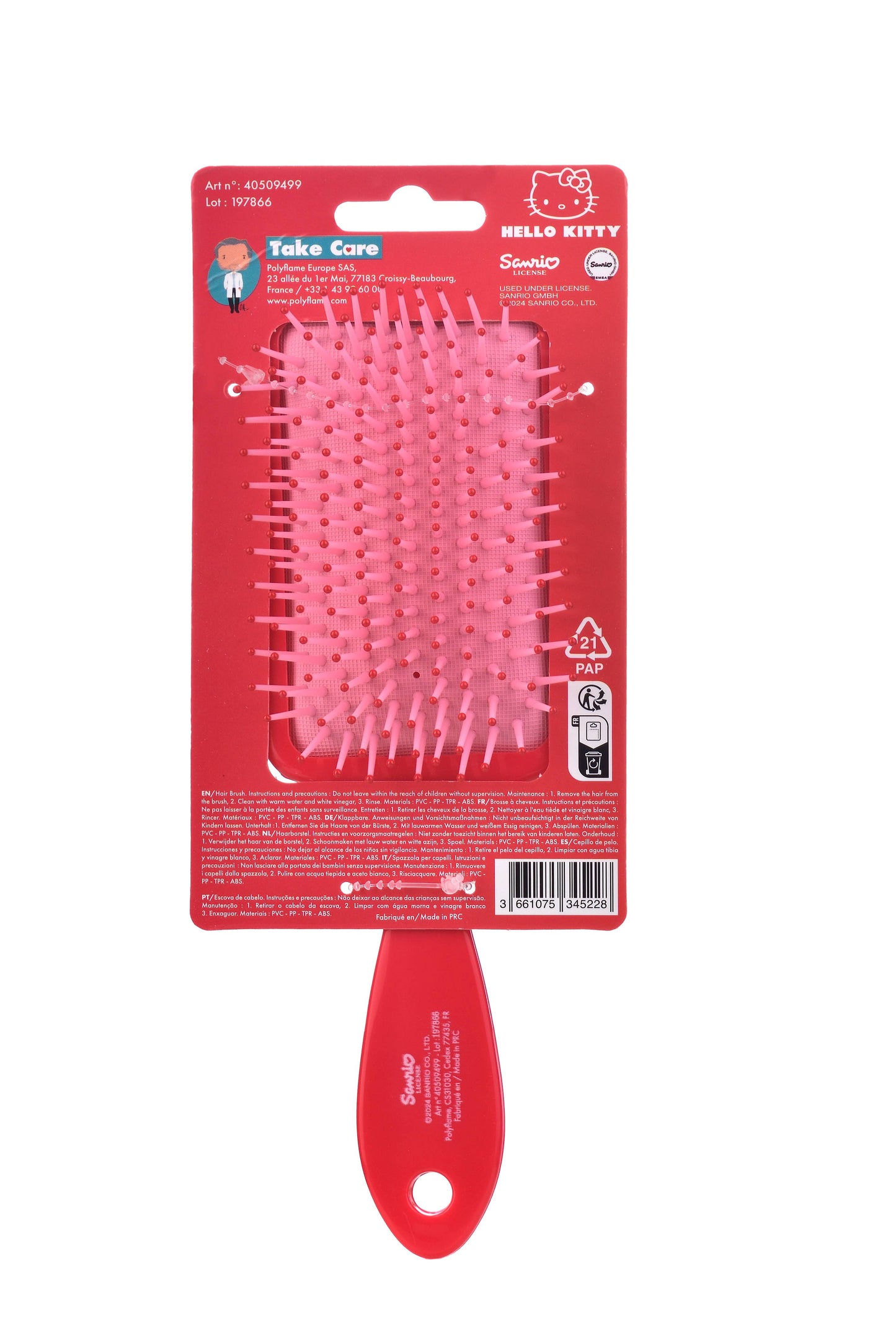 Hello Kitty - Spazzola per capelli rossa