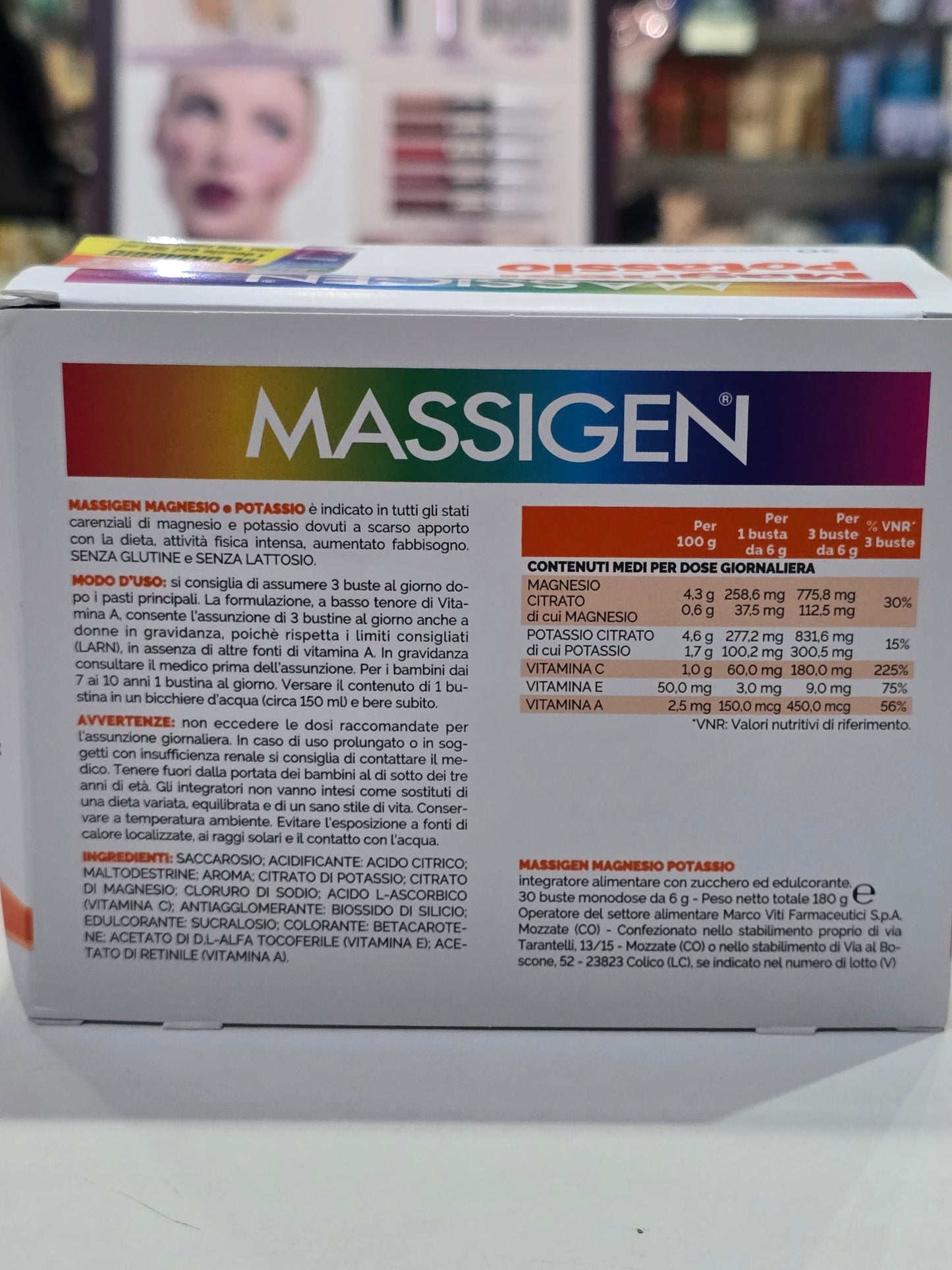Magnesio e Potassio   30 Bustine con zucchero+Doccia Gel in omaggio